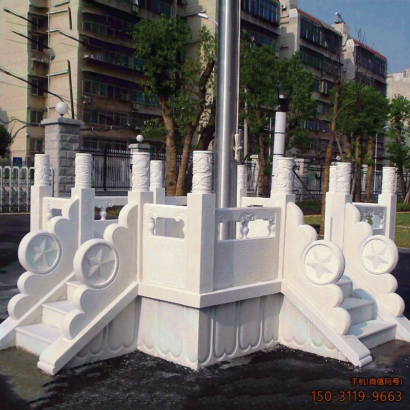 學校國旗旗臺_大理石廣場景區三門旗臺雕塑