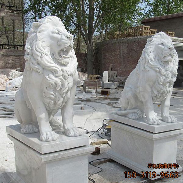漢白玉西洋獅子_小區(qū)寺廟看門(mén)動(dòng)物雕塑