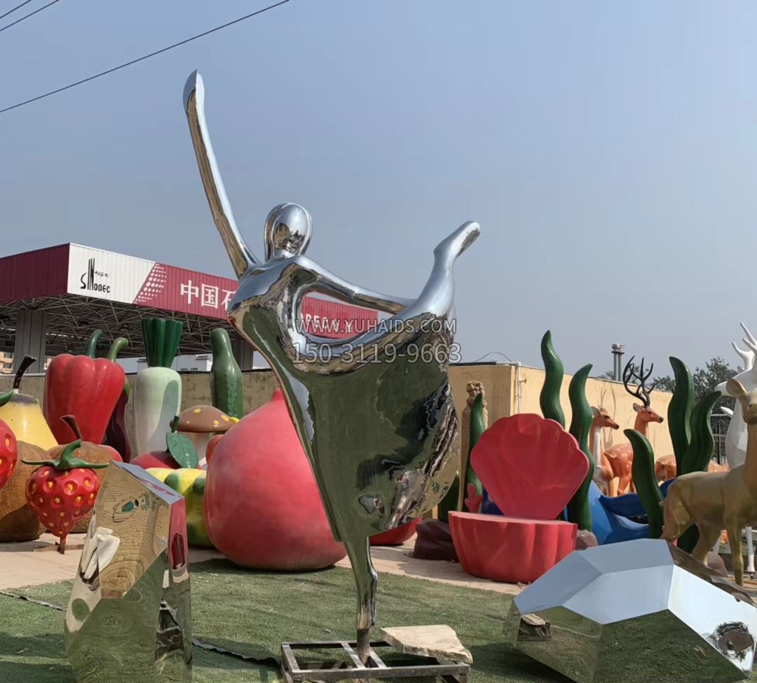 不銹鋼鏡面舞蹈人物抽象雕塑 不銹鋼鏡面舞蹈人物抽象雕塑