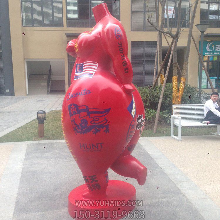 廣場玻璃鋼彩繪抽象創意胖女人雕塑