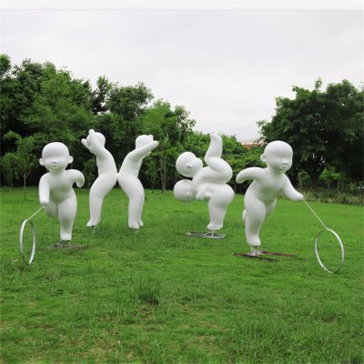 戶外人物玻璃鋼抽象小孩，公園學(xué)校廣場(chǎng)裝飾