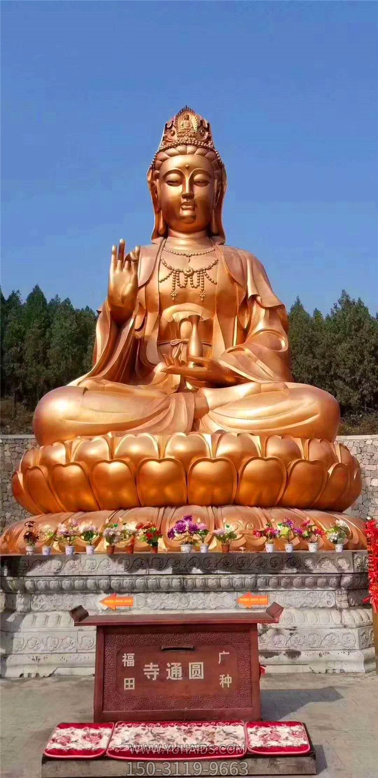 戶(hù)外廣場(chǎng)大型景觀不銹鋼噴金烤漆觀音雕塑