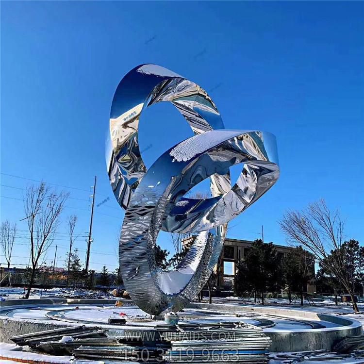 景區廣場不銹鋼鏡面抽象藝術圓環景觀雕塑