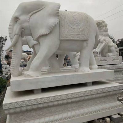 酒店門口大理石迎賓象動物雕塑擺件