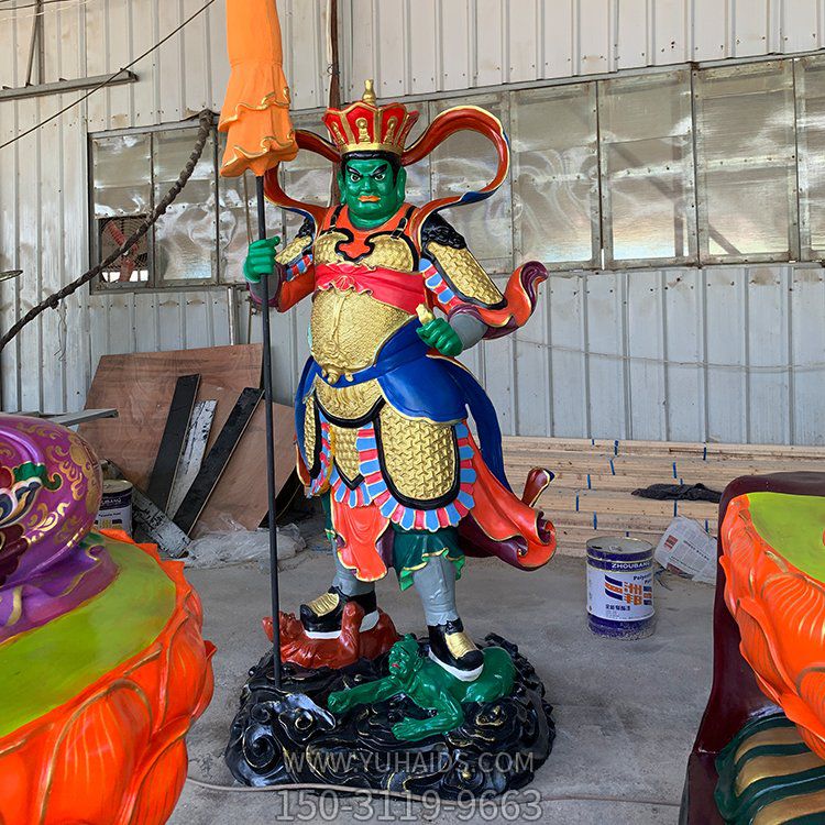 多聞天王，玻璃鋼彩繪佛像，寺廟供奉菩薩像雕塑
