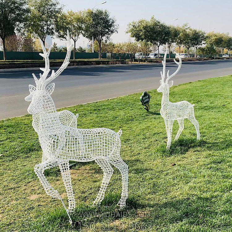 鐵藝網格梅花鹿雕塑