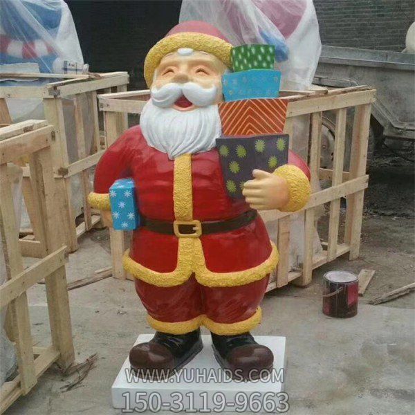 商場室內擺放節日圣誕老人玻璃鋼公仔雕塑