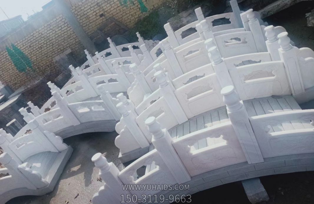 公園小區擺放漢白玉小橋擺件景觀石雕雕塑