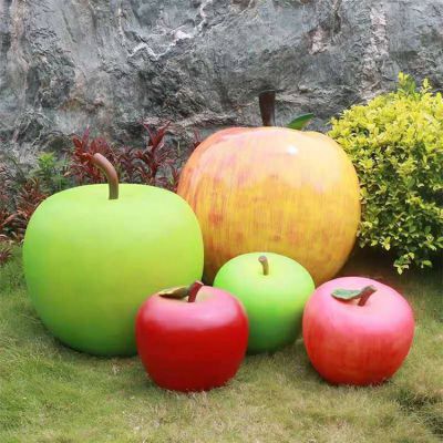 玻璃鋼蘋果雕塑 仿真卡通蘋果造型雕塑