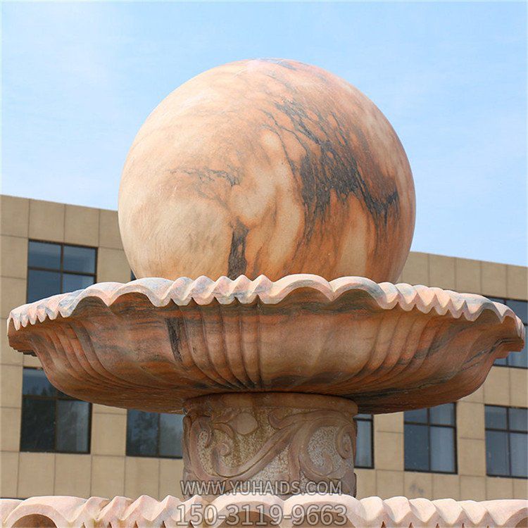 晚霞紅是別墅小區風水球流水噴泉雕塑