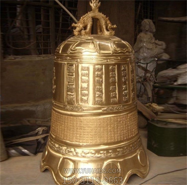 宗教寺廟噴金烤漆銅鐘雕塑