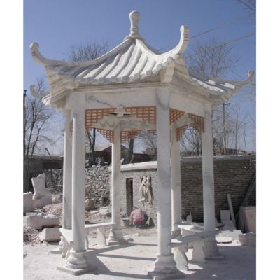 學(xué)?；▓@擺放漢白玉休閑座椅涼亭雕塑