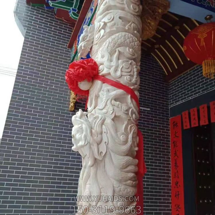 景區大型盤龍柱 氣勢雄厚奪目大型擺件園林景觀石雕龍柱雕塑