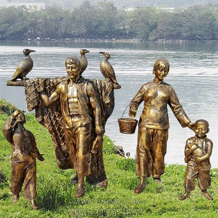 玻璃鋼漁文化主題仿銅漁夫碼頭景區雕像雕塑