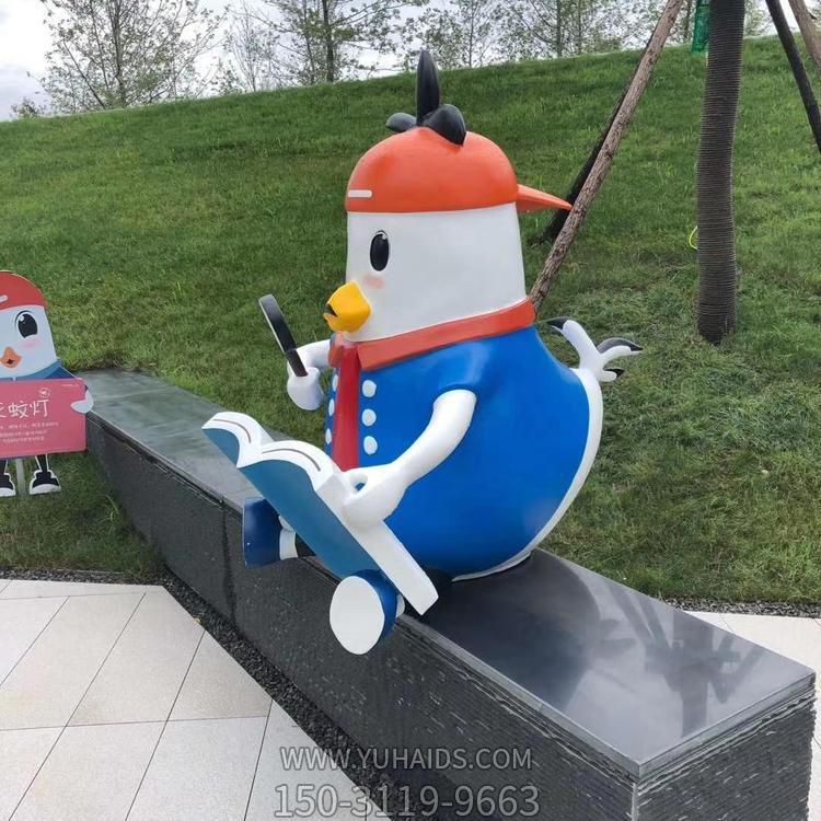 創(chuàng)意景觀戶外園林看書(shū)的卡通公仔雕塑