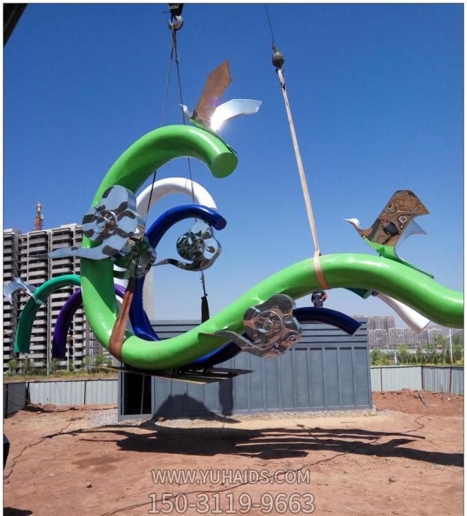 廣場創意不銹鋼祥云景觀擺件雕塑