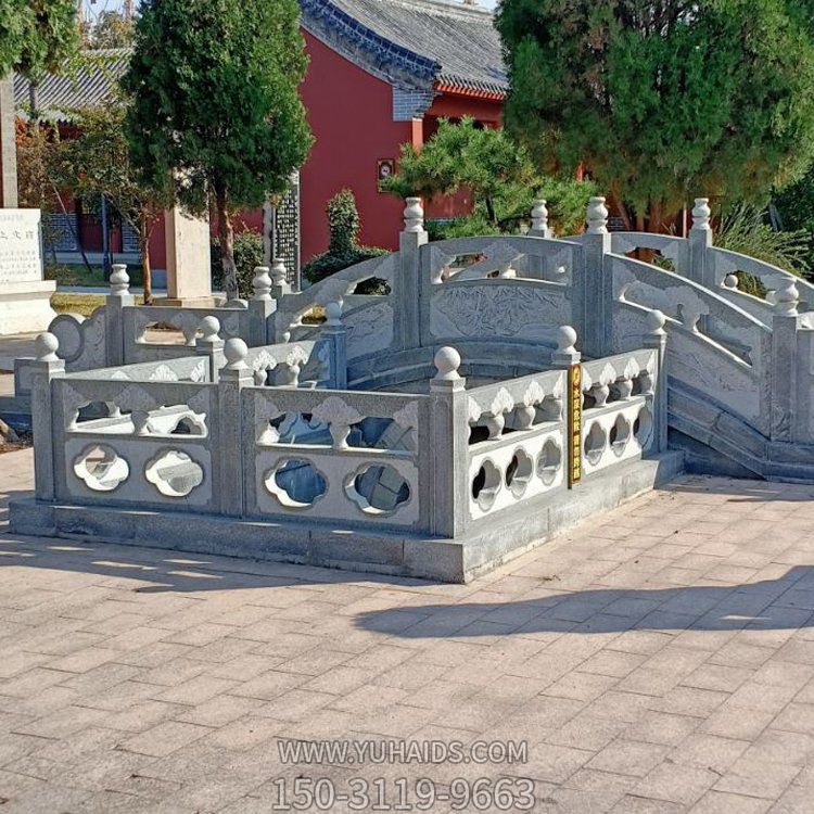 花崗巖石雕小橋，橋欄桿護欄雕塑