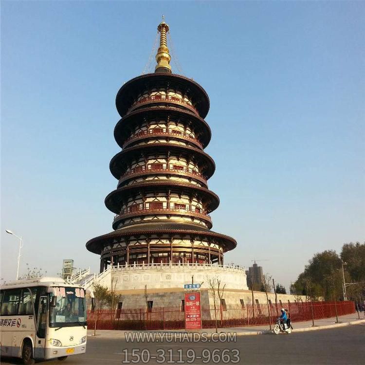 戶外景區大型不銹鋼仿銅園林佛塔雕塑