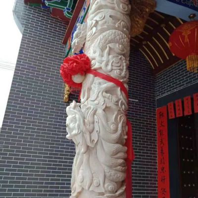 景區大型盤龍柱 氣勢雄厚奪目大型擺件園林景觀石雕龍柱雕塑