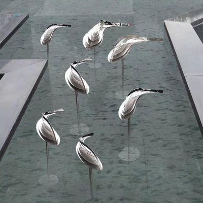 噴泉水景不銹鋼抽象鏡面小魚擺件