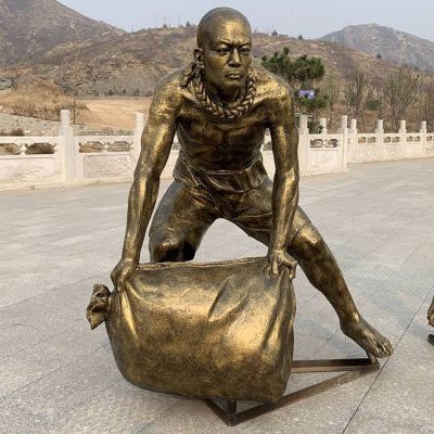 景區園林擺放玻璃鋼勞動農耕人物雕像