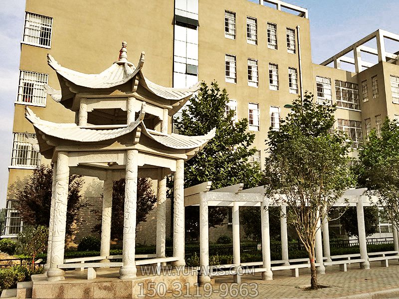 學?；▓@裝飾漢白玉仿古建涼亭花架雕塑
