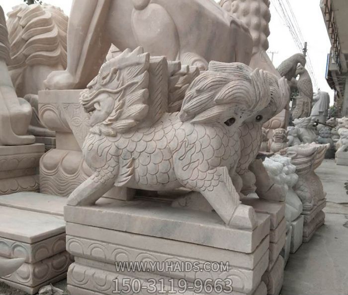 庭院寺廟大理石石雕神獸麒麟雕塑