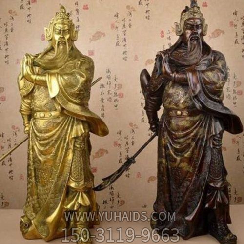 寺廟家居玻璃鋼噴漆烤金關公雕塑