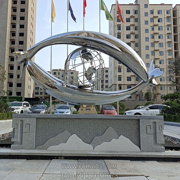 抽象魚，眼鏡，不銹鋼創(chuàng)意景觀標識雕塑