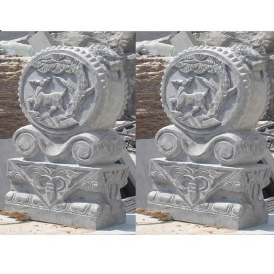 酒店門口仿古漢白玉雕刻門鼓石墩