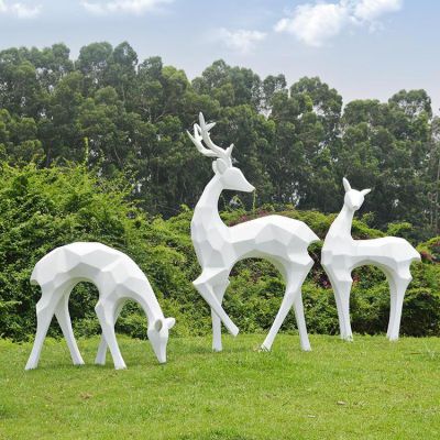 戶(hù)外公園玻璃鋼抽象幾何梅花鹿雕塑