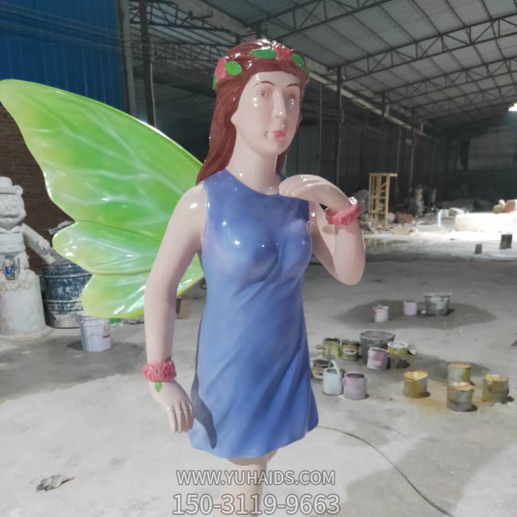 玻璃鋼彩繪景區(qū)游樂(lè)場(chǎng)卡通花仙子雕塑