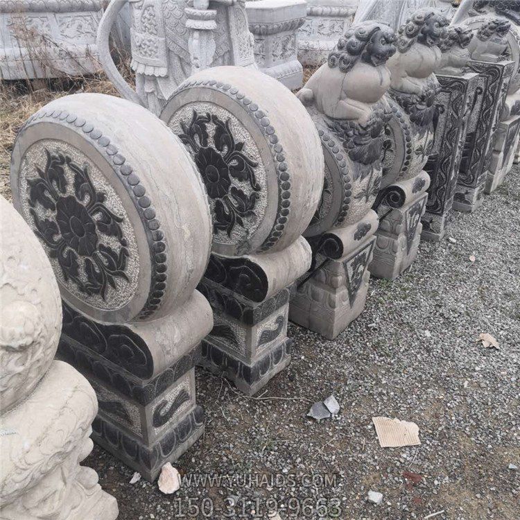 抱鼓石，青石仿古門墩雕塑