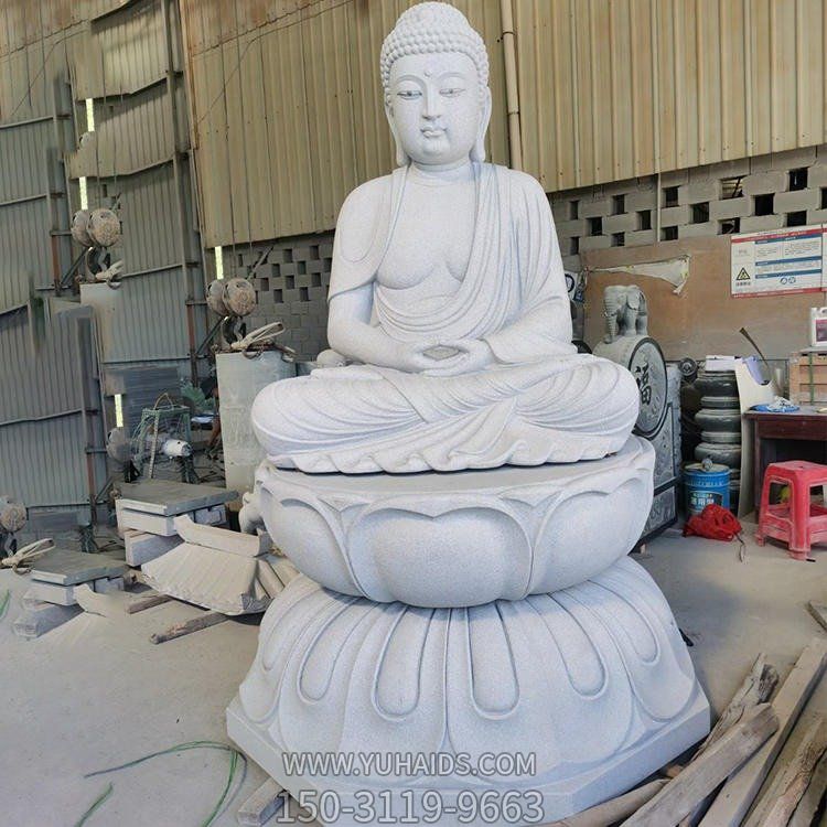 景區(qū)寺院大理石戶外擺放文殊菩薩三面觀音像石雕雕塑