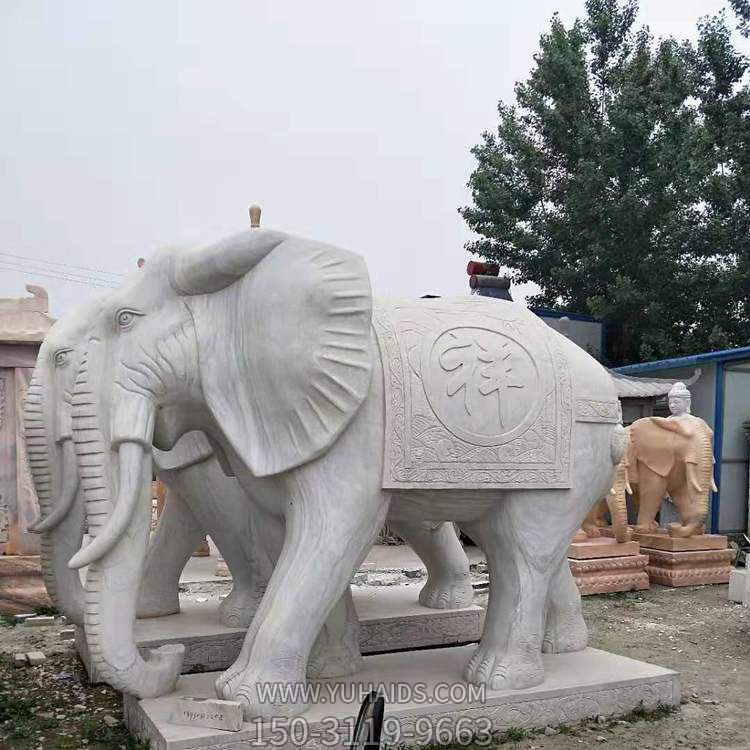 鎮宅招財大理石石雕庭院公司門口大型動物景觀大象雕塑