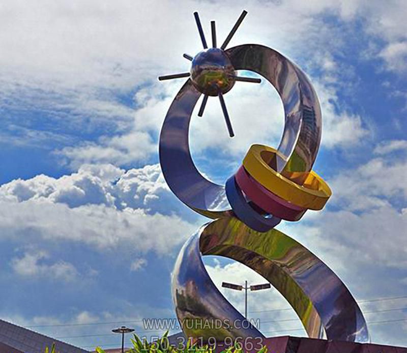 景區別墅園林烤漆太陽不銹鋼花環雕塑