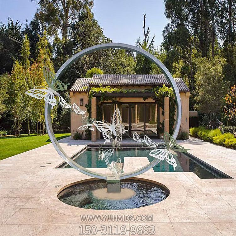 不銹鋼蝴蝶+環創意景觀雕塑