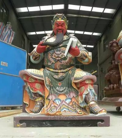 關(guān)公雕塑-玻璃鋼彩繪大型看書(shū)關(guān)公雕塑