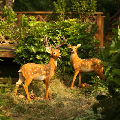 庭院玻璃鋼彩繪創(chuàng)意梅花鹿雕塑