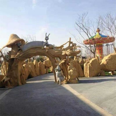 戶外游樂場(chǎng)大型創(chuàng)意玻璃鋼門頭拱門擺件