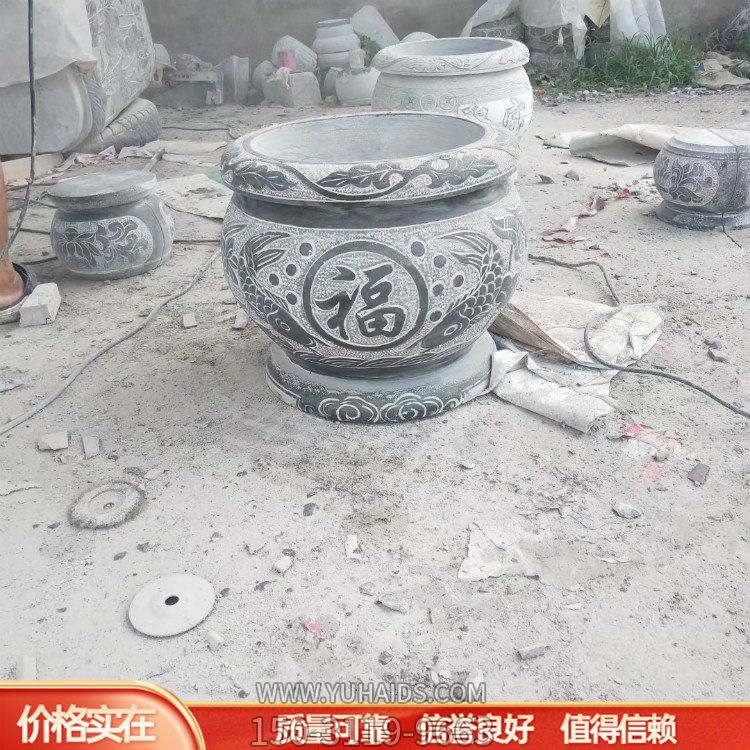 大理石石雕園林景觀種花養(yǎng)魚魚缸雕塑