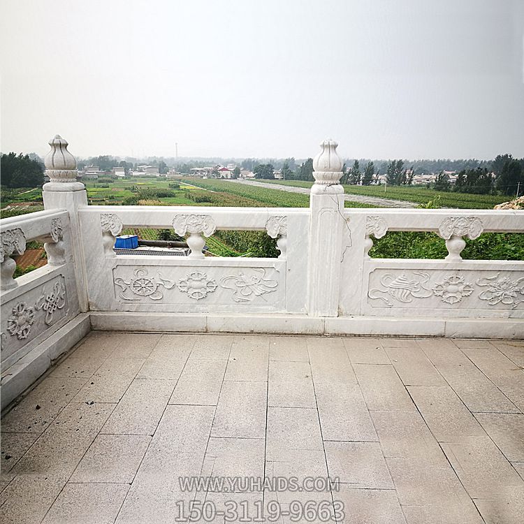 景區展望臺漢白玉浮雕花紋欄桿雕塑