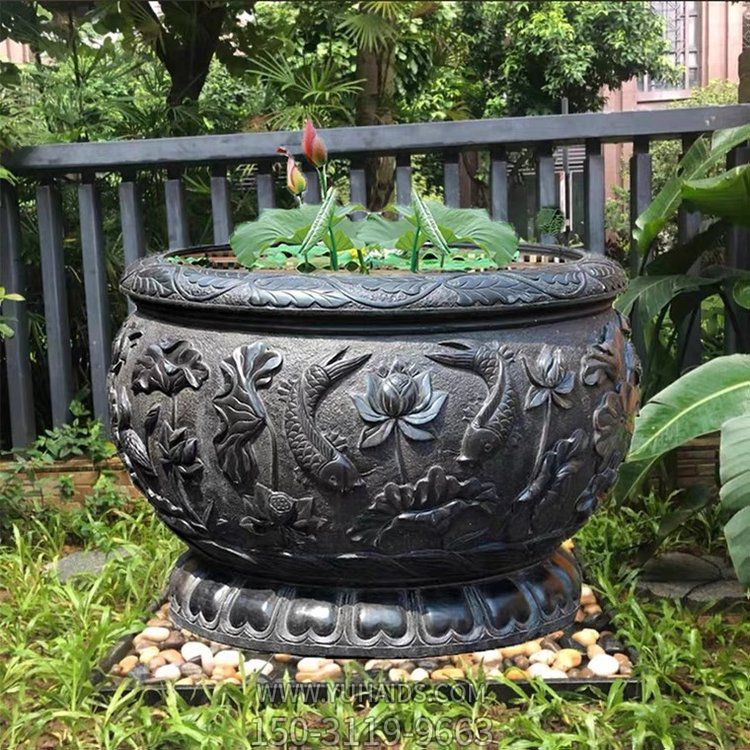 大理石石刻花盆水缸雕塑