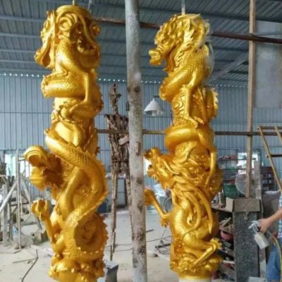 鑄銅噴金漆大型創意龍柱