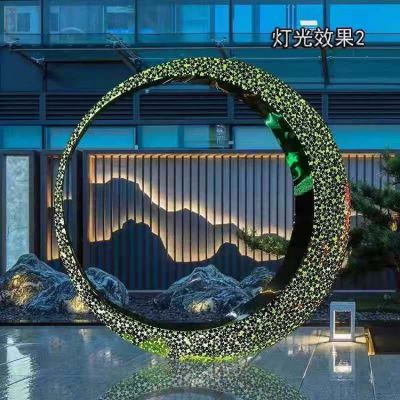 不銹鋼透光圓環(huán)，月亮環(huán)，燈光效果