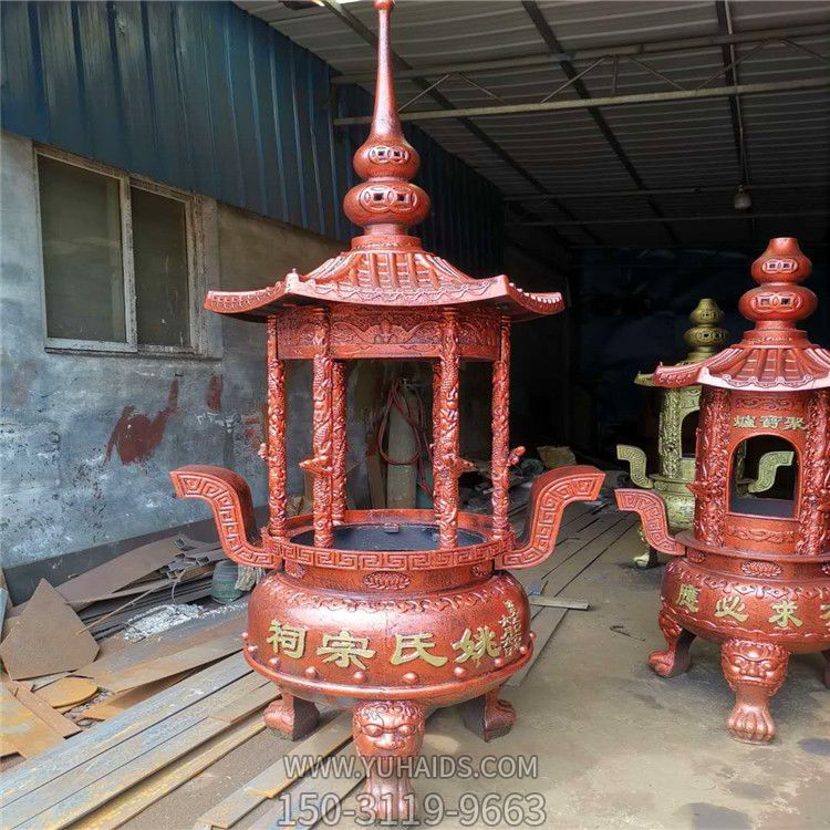 宗祠寺院戶外擺放焚經化寶鑄銅香爐雕塑