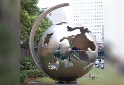 公園廣場創(chuàng)意抽象藝術(shù)鏡面不銹鋼地球儀雕塑