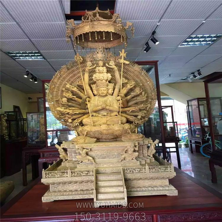 景區景點大型不銹鋼鎏金千手觀音雕塑