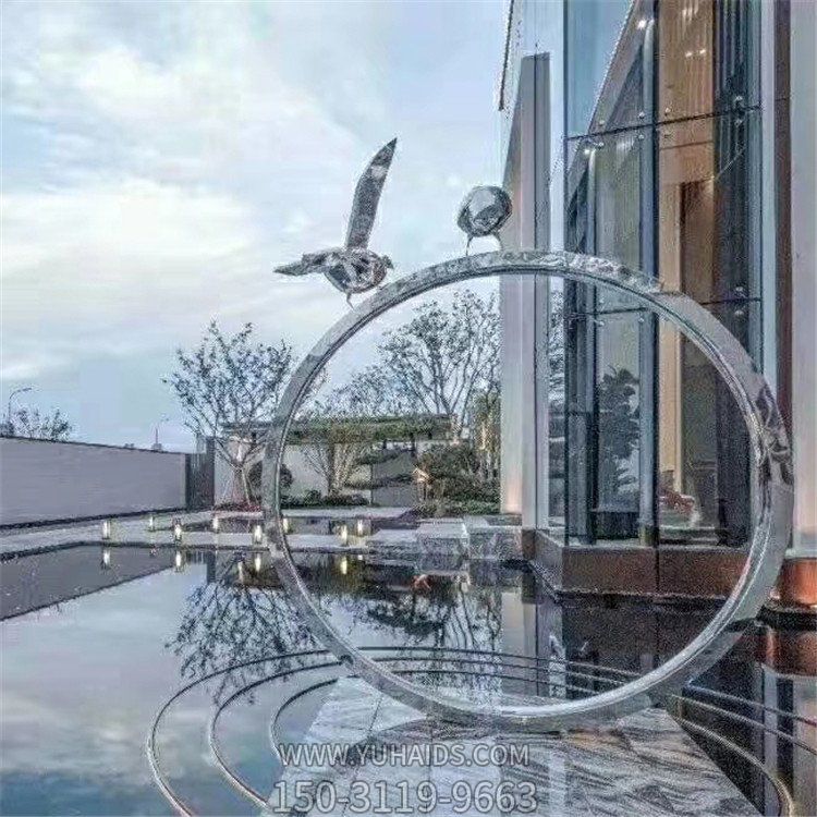 虎外酒店不銹鋼圓環(huán)景觀擺件雕塑