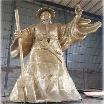 戶外廣場(chǎng)大型不銹鋼噴金烤漆人物景觀